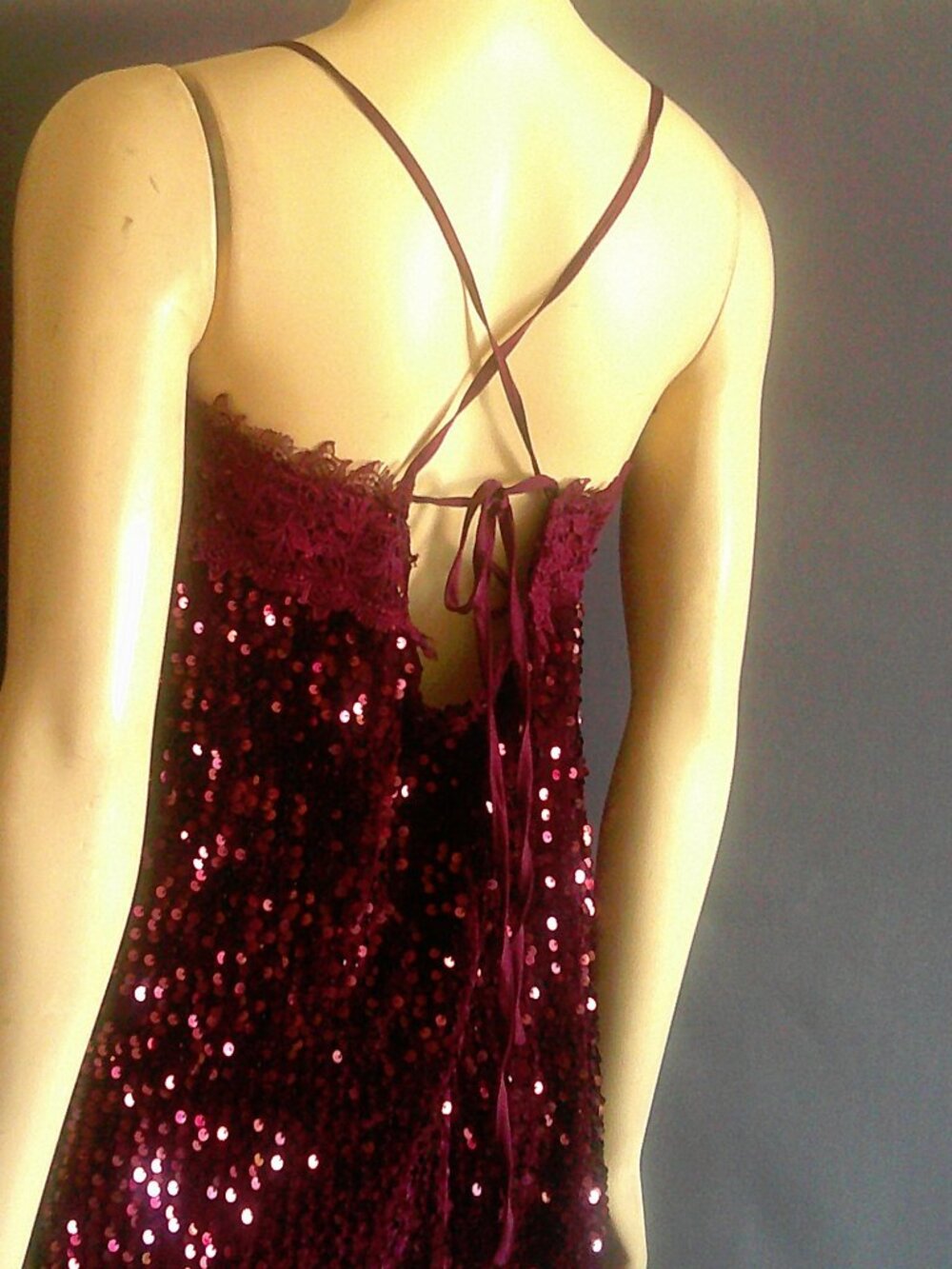 Free People Intimately Free NWT Fig Jam Burgundy Sequin That Girl Mini Dress Sm - Picture 11 of 13
